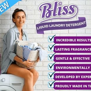 Bliss Liquid Laundry Detergent (Breezy Clean) - It cleans and brightens with the strength to remove dirt and tough odors, leaving a wonderful Breezy Clean fragrance - 76950318922 Bliss Liquid Laundry Detergent (Breezy Clean) - It cleans and brightens with the strength to remove dirt and tough odors, leaving a wonderful Breezy Clean fragrance - 76950318922